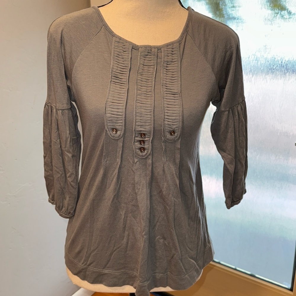 Zara Gray long sleeve, Size small, button embellished 3/4 sleeves